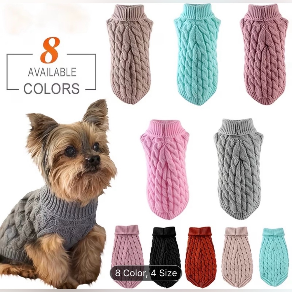 🛍️ 3 for $10 🛍️ Gray only Cozy Cable Knit Dog or Cat Sweater Sweatshirt Top Sz M